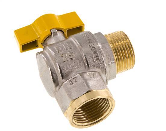Male To Female R/Rp 1 Inch Gas 2-Way Right Angle Brass Ball Valve
