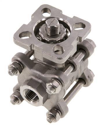 G1/4'' 2-Way Stainless Steel Ball Valve 3-Piece Full Bore ISO-Top - BL2SA3