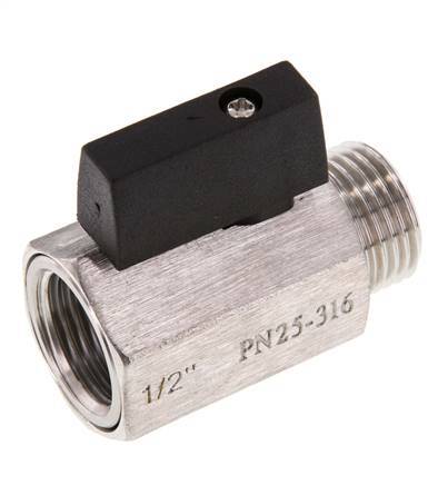 Male To Female G 1/2 inch 2-Way Stainless Steel Mini Ball Valve 25 Bar
