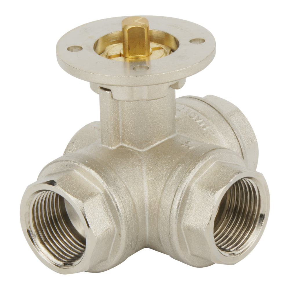G1'' 3-Way L-port Brass Pneumatic Ball Valve Spring Open - BL3BA