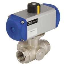 G1-1/4'' 3-Way T-port Brass Pneumatic Ball Valve Double Acting - BL3BA