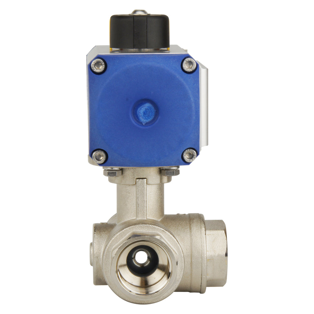G1'' 3-Way T-port Brass Pneumatic Ball Valve Double Acting - BL3BA