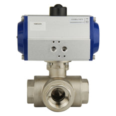G2'' 3-Way L-port Brass Pneumatic Ball Valve Double Acting - BL3BA