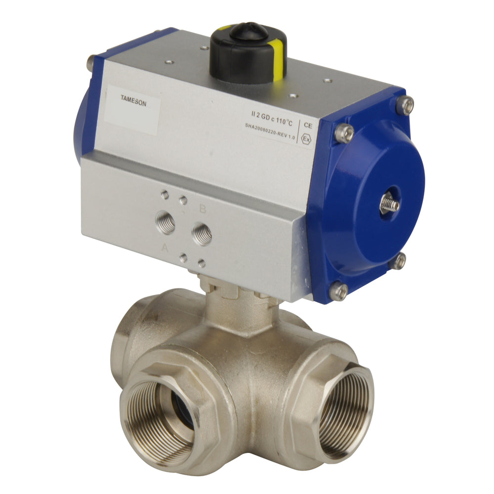 G2'' 3-Way T-port Brass Pneumatic Ball Valve Double Acting - BL3BA