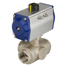 G2'' 3-Way L-port Brass Pneumatic Ball Valve Double Acting - BL3BA