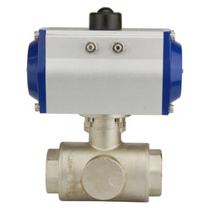 G1-1/2'' 3-Way T-port Brass Pneumatic Ball Valve Spring Closed - BL3BA