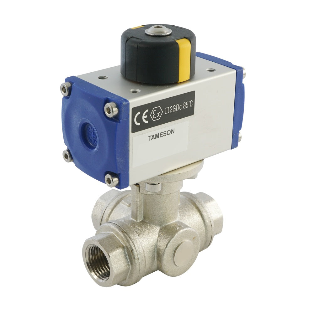 G1/2'' 3-Way T-port Brass Pneumatic Ball Valve Spring Open - BL3BA