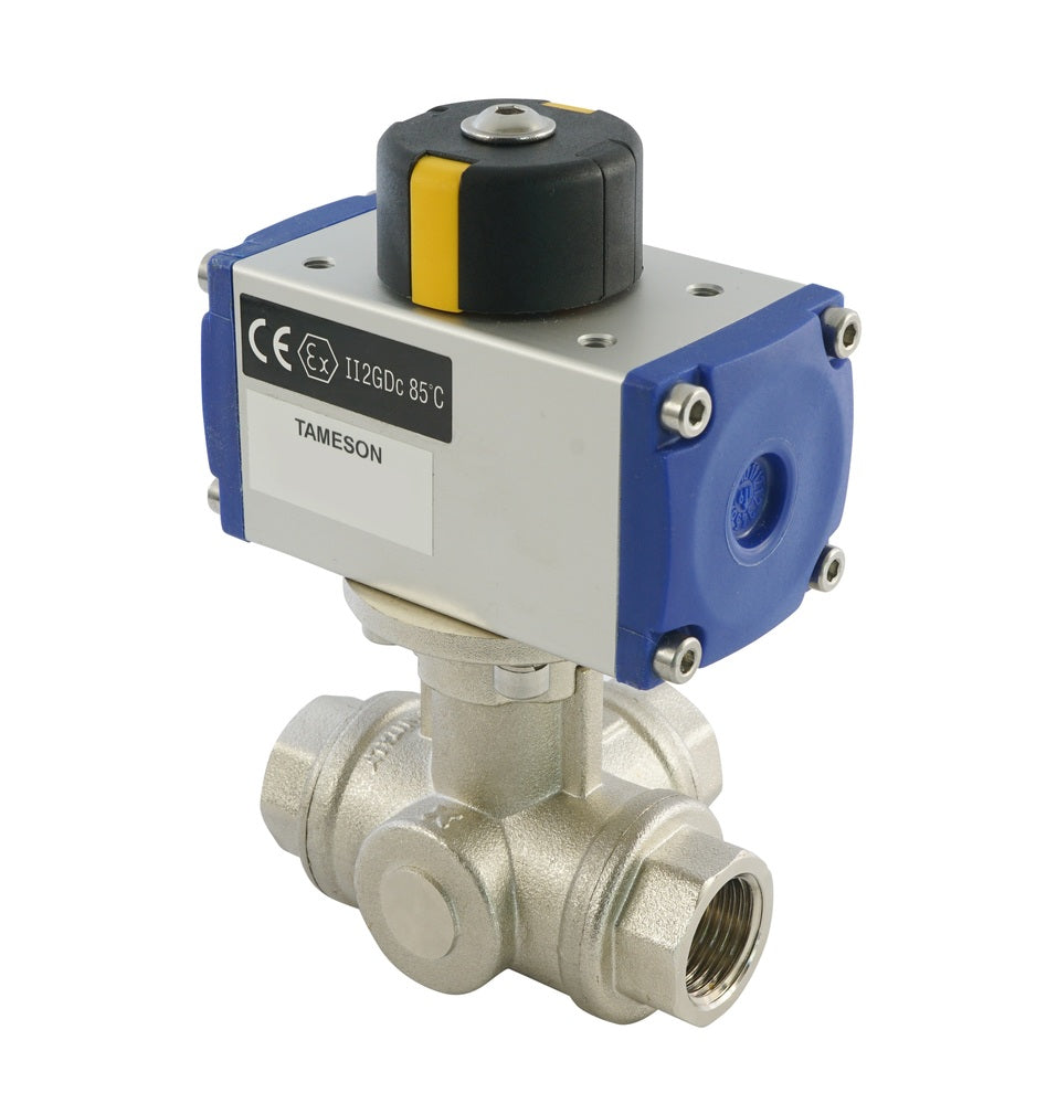 G1/2'' 3-Way T-port Brass Pneumatic Ball Valve Spring Open - BL3BA