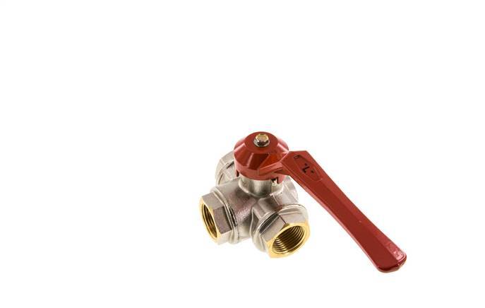 G1'' 3-way L-port Ball Valve Brass PTFE/NBR 45 bar - BL3BM