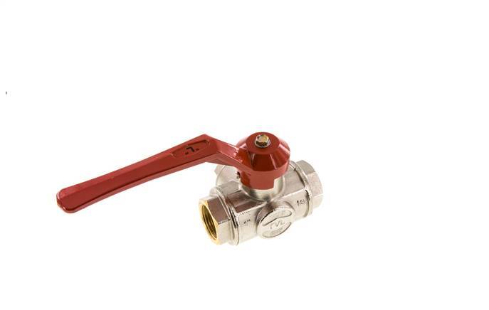 G1'' 3-way L-port Ball Valve Brass PTFE/NBR 45 bar - BL3BM