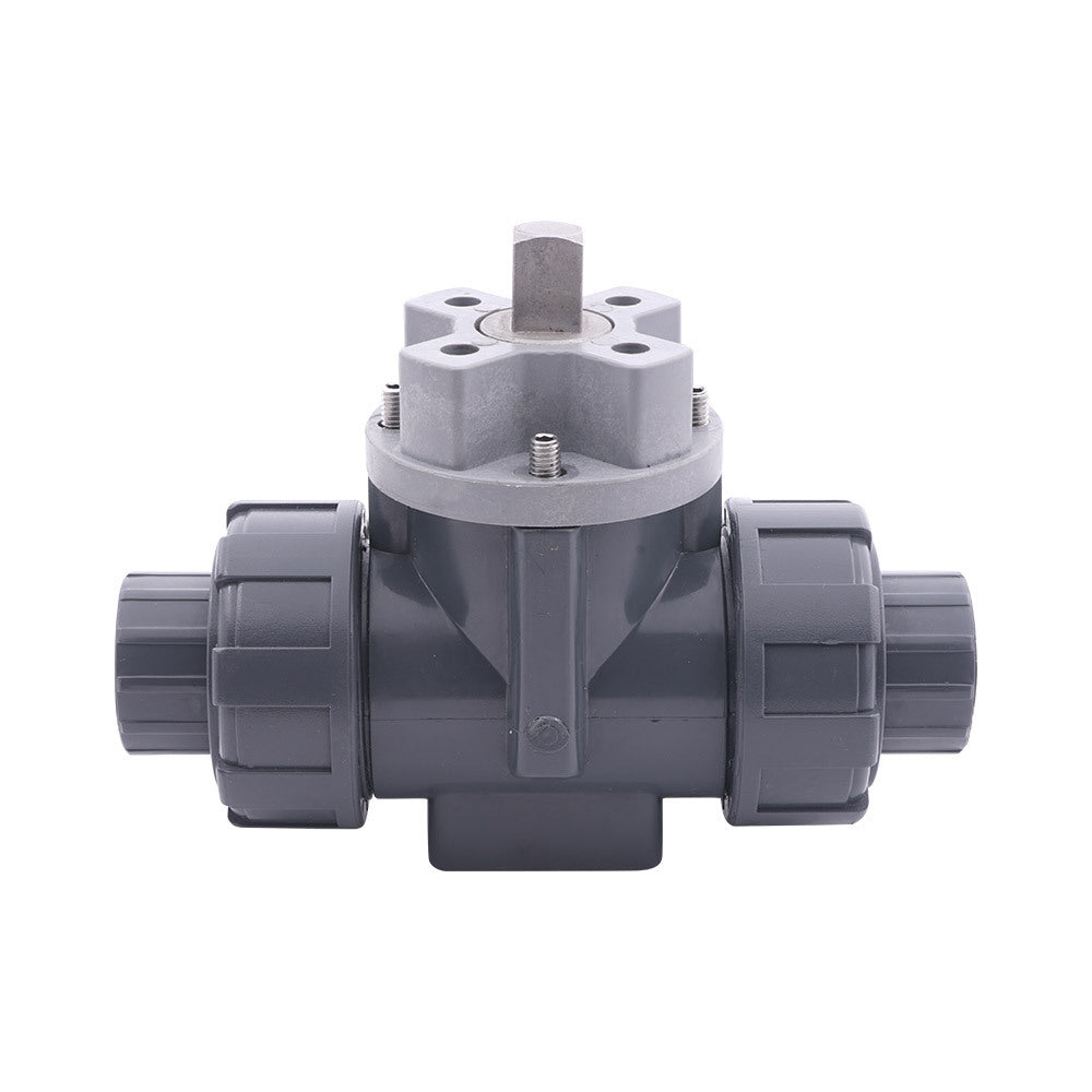G 1/2 inch L-bore 3-Way PVC Ball Valve ISO-Top 10 bar PTFE/FKM