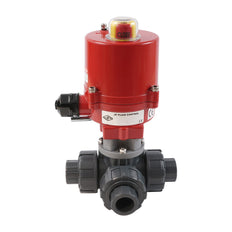 G 1/2 inch L-port 3-Way PVC Electric Ball Valve 100-240 V AC PTFE/FKM