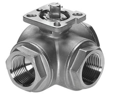 G1'' L-port 3-Way Stainless Steel Ball Valve ISO-Top 63bar - BL3SA