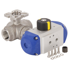 G3/8'' 3-Way L-port Stainless Steel Pneumatic Ball Valve Spring Open - BL3SA