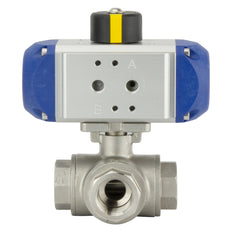 G1/4'' 3-Way L-port Stainless Steel Pneumatic Ball Valve Spring Open - BL3SA