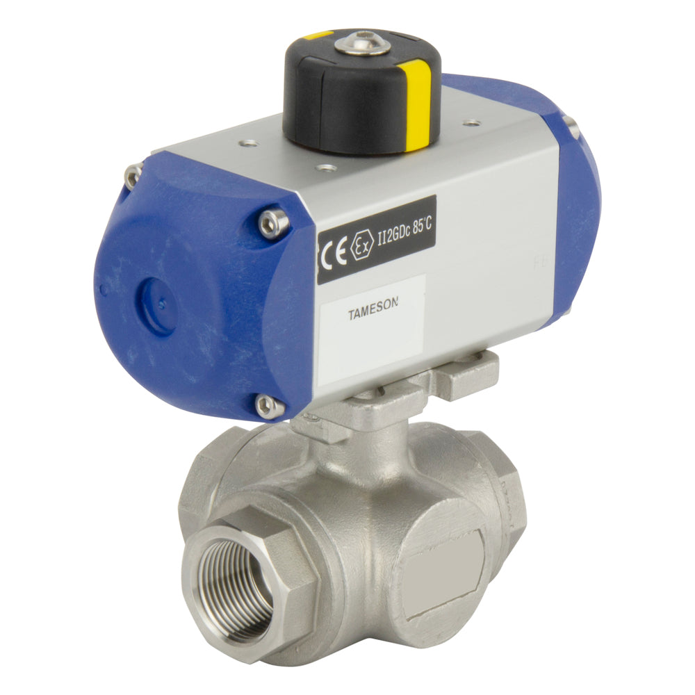 G1/2'' 3-Way T-port Stainless Steel Pneumatic Ball Valve Double Acting - BL3SA