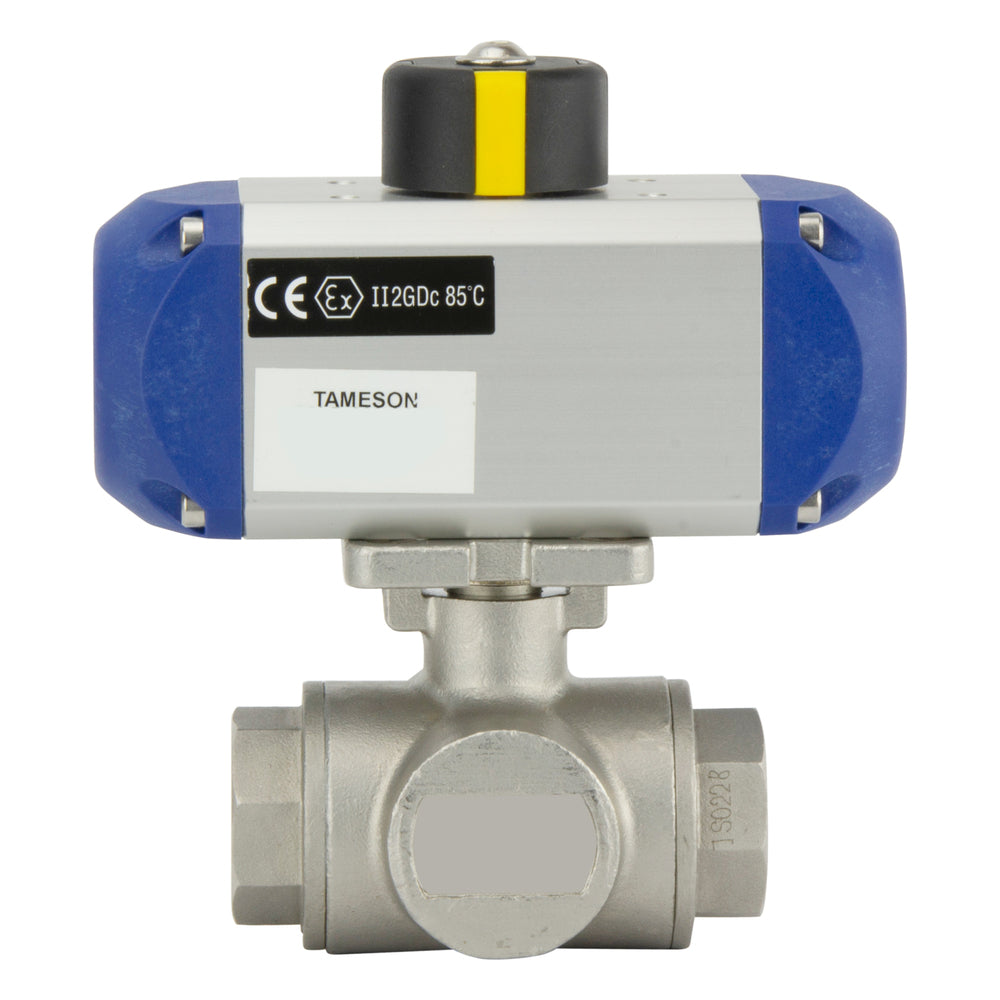 G3/4'' 3-Way L-port Stainless Steel Pneumatic Ball Valve Double Acting - BL3SA