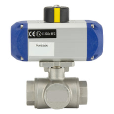 G1/4'' 3-Way T-port Stainless Steel Pneumatic Ball Valve Double Acting - BL3SA
