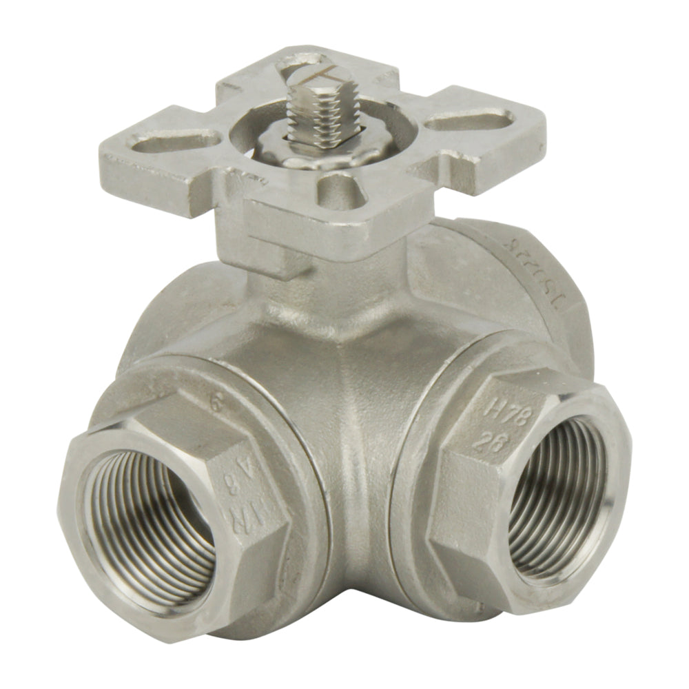 G1/2'' 3-Way L-port Stainless Steel Pneumatic Ball Valve Spring Closed - BL3SA