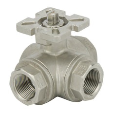 G1/4'' 3-Way L-port Stainless Steel Pneumatic Ball Valve Spring Open - BL3SA