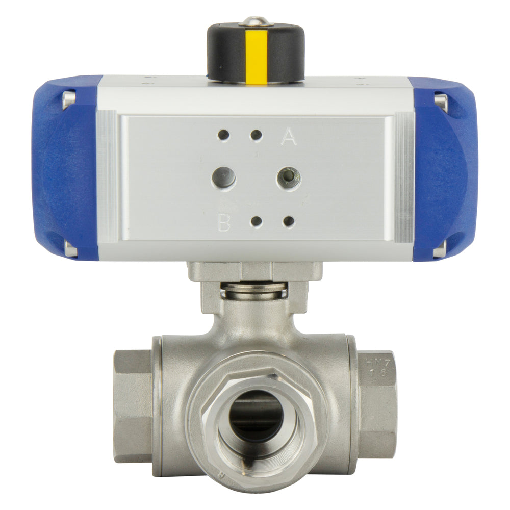 G1-1/4'' 3-Way T-port Stainless Steel Pneumatic Ball Valve Spring Closed - BL3SA