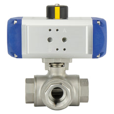 G1-1/4'' 3-Way T-port Stainless Steel Pneumatic Ball Valve Double Acting - BL3SA