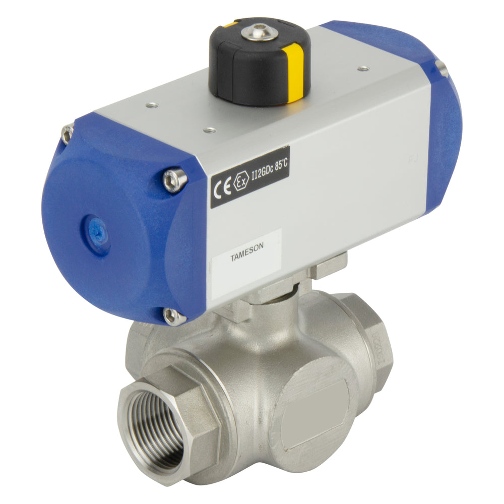 G1'' 3-Way L-port Stainless Steel Pneumatic Ball Valve Double Acting - BL3SA