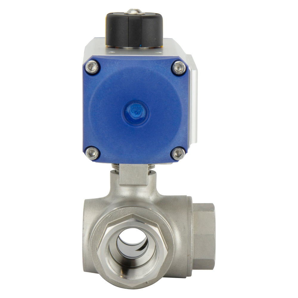 G1-1/4'' 3-Way T-port Stainless Steel Pneumatic Ball Valve Spring Closed - BL3SA