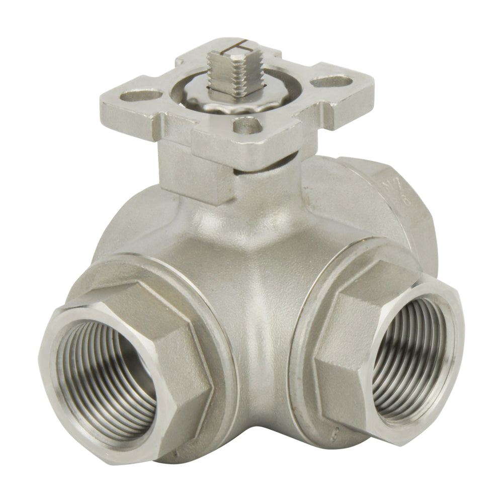 G1-1/4'' 3-Way T-port Stainless Steel Pneumatic Ball Valve Spring Open - BL3SA