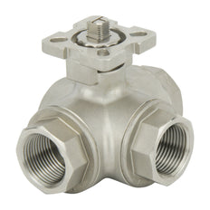 G1-1/4'' 3-Way L-port Stainless Steel Pneumatic Ball Valve Spring Open - BL3SA