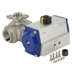 G1-1/2'' 3-Way L-port Stainless Steel Pneumatic Ball Valve Spring Closed - BL3SA