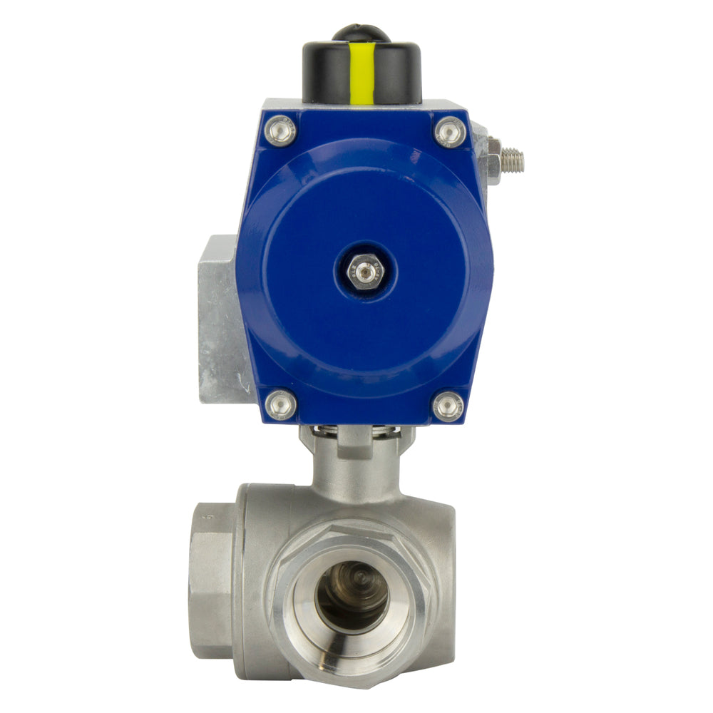 G2-1/2'' 3-Way T-port Stainless Steel Pneumatic Ball Valve Spring Open - BL3SA
