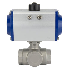 G4'' 3-Way L-port Stainless Steel Pneumatic Ball Valve Spring Open - BL3SA