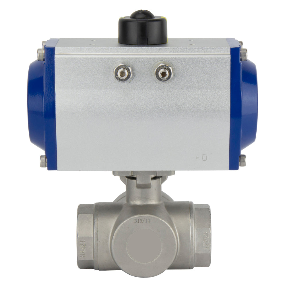 G4'' 3-Way T-port Stainless Steel Pneumatic Ball Valve Double Acting - BL3SA