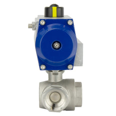 G4'' 3-Way T-port Stainless Steel Pneumatic Ball Valve Spring Closed - BL3SA