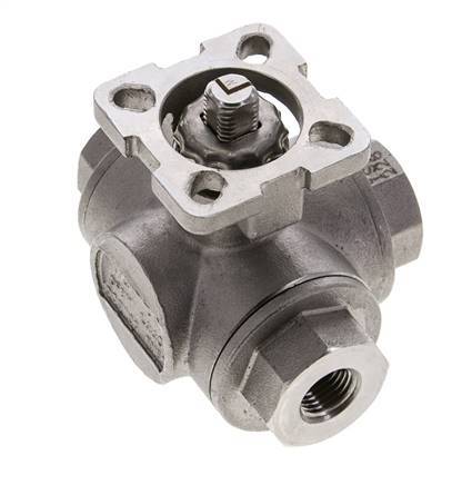 G1/4'' L-port 3-Way Stainless Steel Ball Valve ISO-Top 63bar - BL3SA