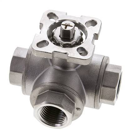 G1/2'' T-port 3-Way Stainless Steel Ball Valve ISO-Top 63bar - BL3SA