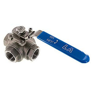 3/8" Stainless Steel 3-Way L-Port Ball Valve – NPT Threaded For Water, Oil, Gas, Fuel