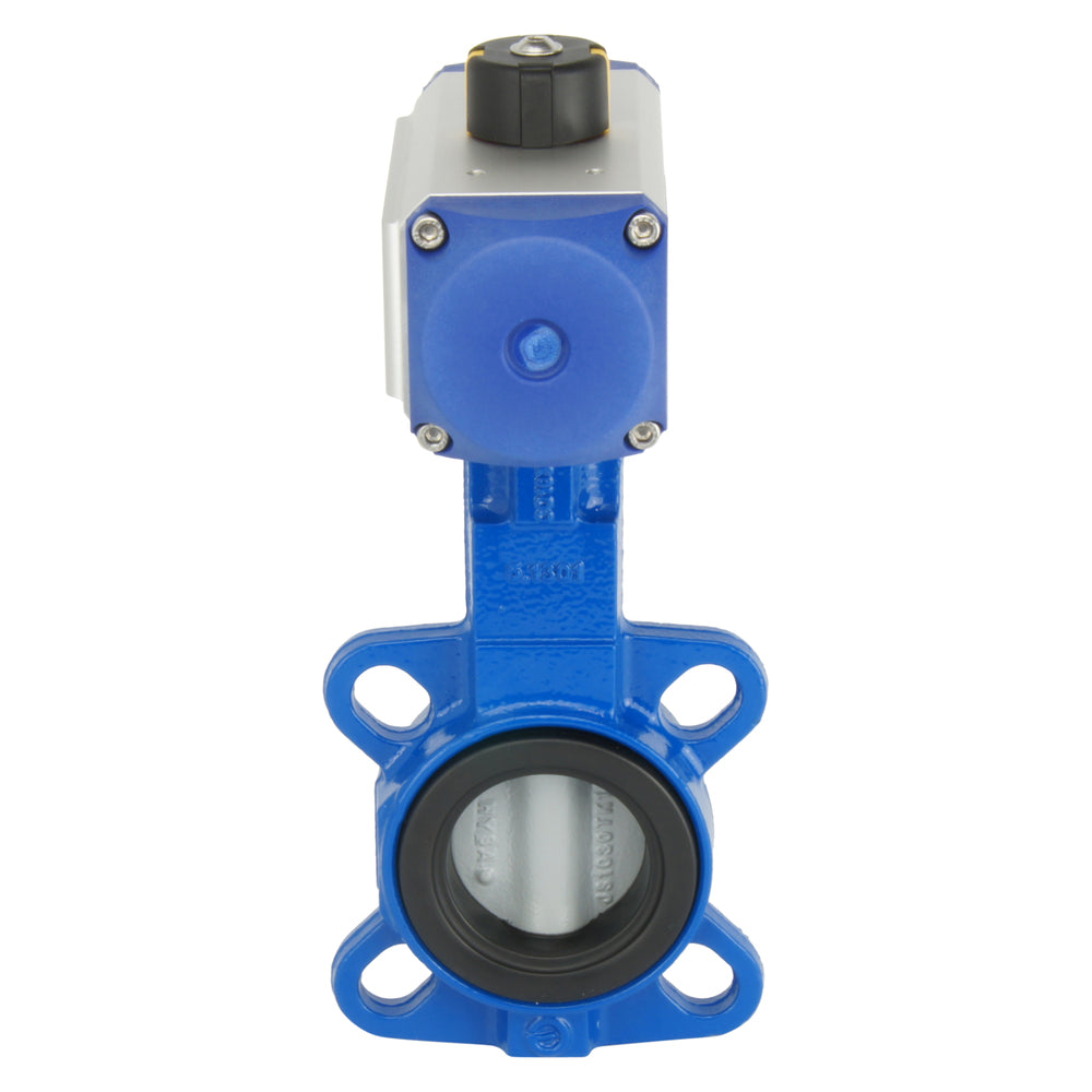 DN40 (1-1/2 inch) Wafer Pneumatic Butterfly Valve GG25-Stainless Steel-NBR Spring Closed - BFLW