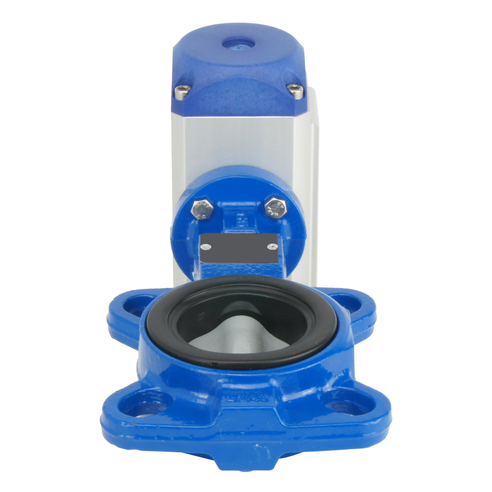 DN80 (3 inch) Wafer Pneumatic Butterfly Valve GGG40-Stainless Steel-FKM Double Acting - BFLW