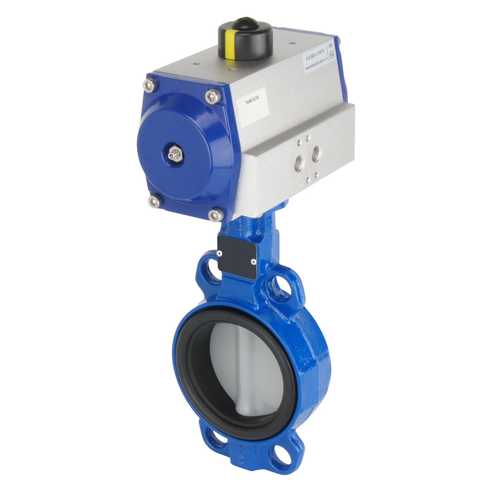 DN65 (2-1/2 inch) Wafer Pneumatic Butterfly Valve GG25-Stainless Steel-FKM Spring Closed - BFLW