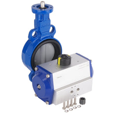 DN65 (2-1/2 inch) Wafer Pneumatic Butterfly Valve GG25-Stainless Steel-FKM Spring Closed - BFLW