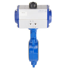 DN65 (2-1/2 inch) Wafer Pneumatic Butterfly Valve GG25-Stainless Steel-FKM Spring Closed - BFLW