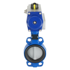 DN65 (2-1/2 inch) Wafer Pneumatic Butterfly Valve GG25-Stainless Steel-FKM Spring Closed - BFLW