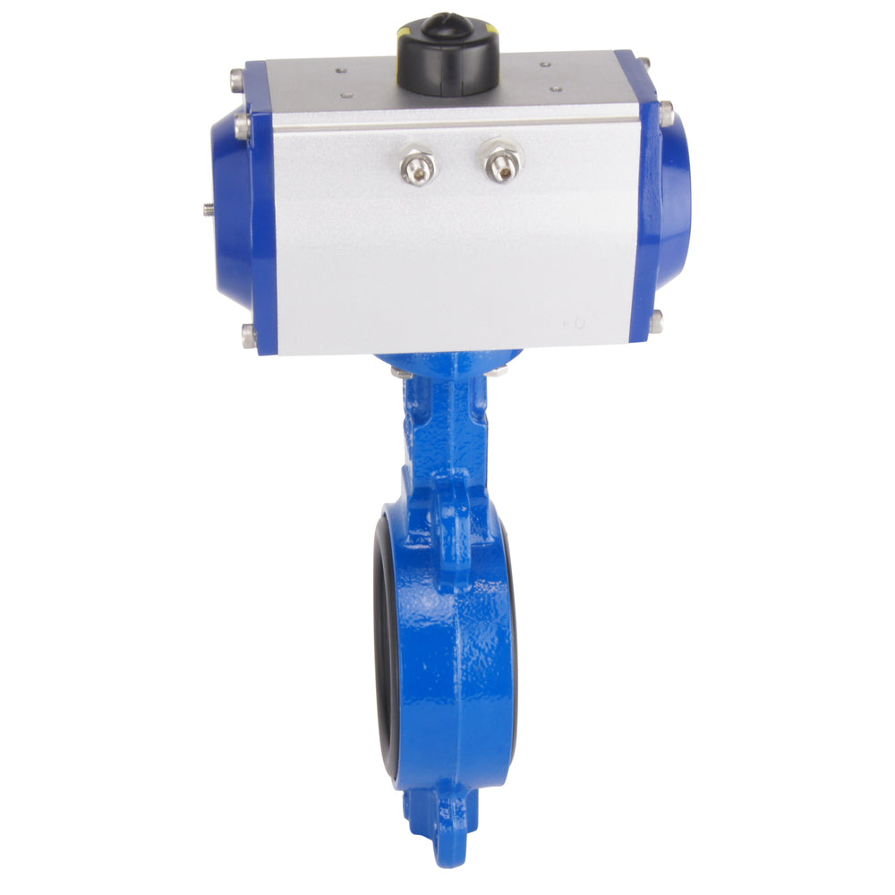 DN65 (2-1/2 inch) Wafer Pneumatic Butterfly Valve GG25-Stainless Steel-FKM Spring Closed - BFLW
