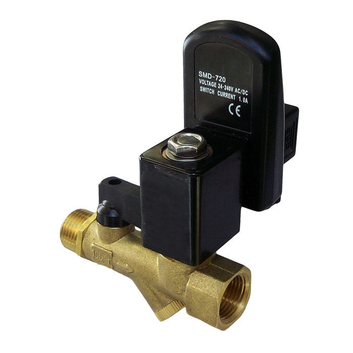 Analog electronic condensate drain 1/2'' 230V AC brass - ball valve - strainer