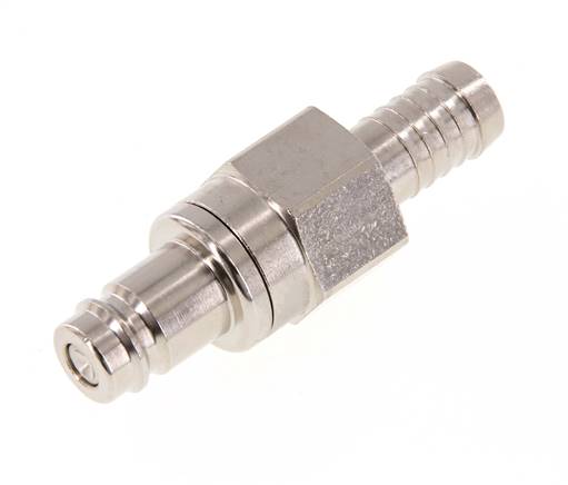 Nickel-plated Brass DN 10 Air Coupling Plug 13 mm Hose Pillar Double Shut-Off