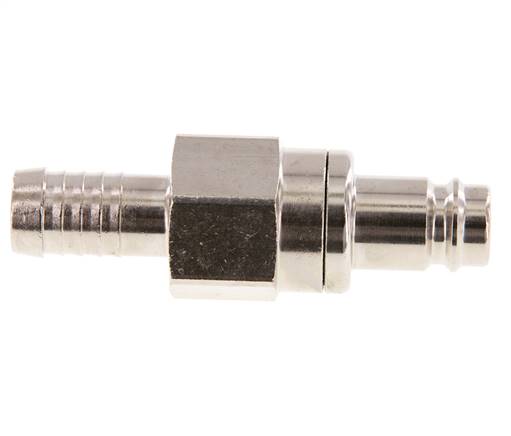 Nickel-plated Brass DN 10 Air Coupling Plug 13 mm Hose Pillar Double Shut-Off