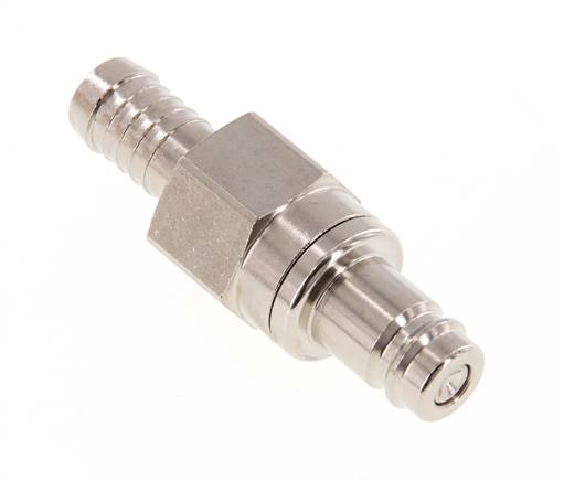 Nickel-plated Brass DN 10 Air Coupling Plug 10 mm Hose Pillar Double Shut-Off
