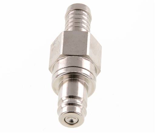 Nickel-plated Brass DN 10 Air Coupling Plug 10 mm Hose Pillar Double Shut-Off